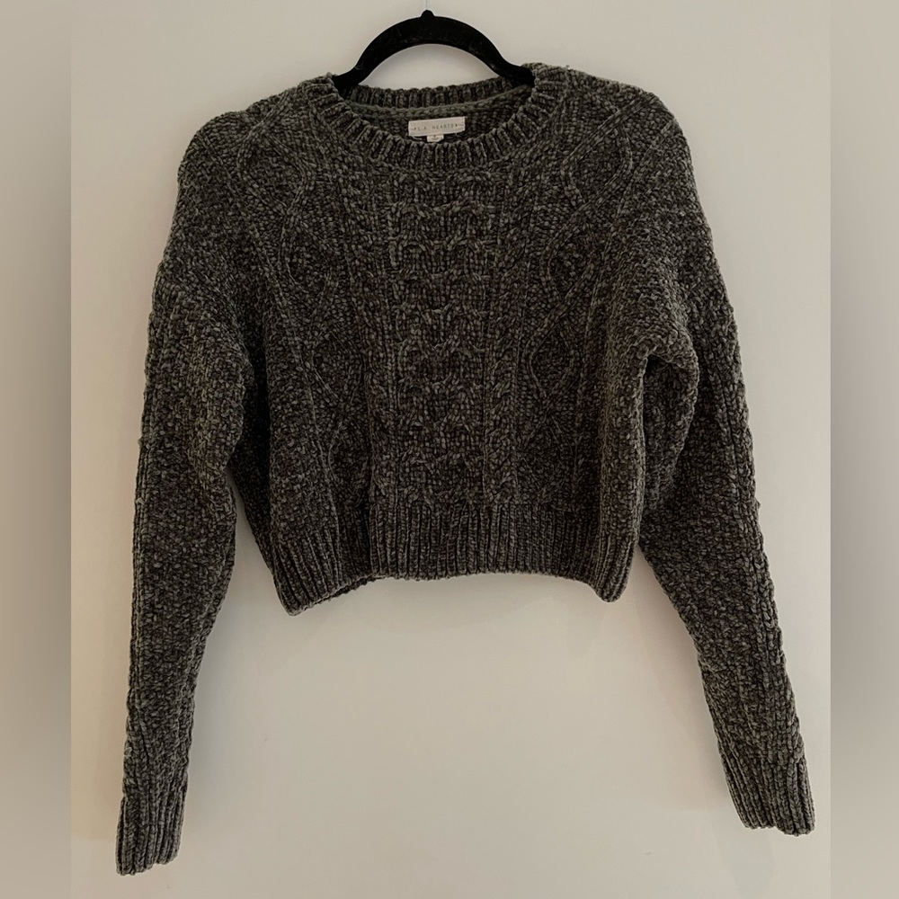 Dark Moss Chenille Crop Sweater LA Hearts